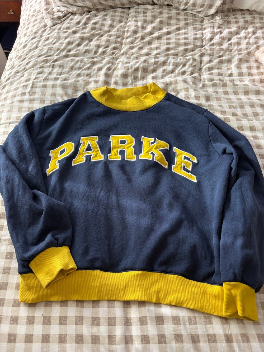 PARKE Navy and Yellow Mockneck Sweatshirt